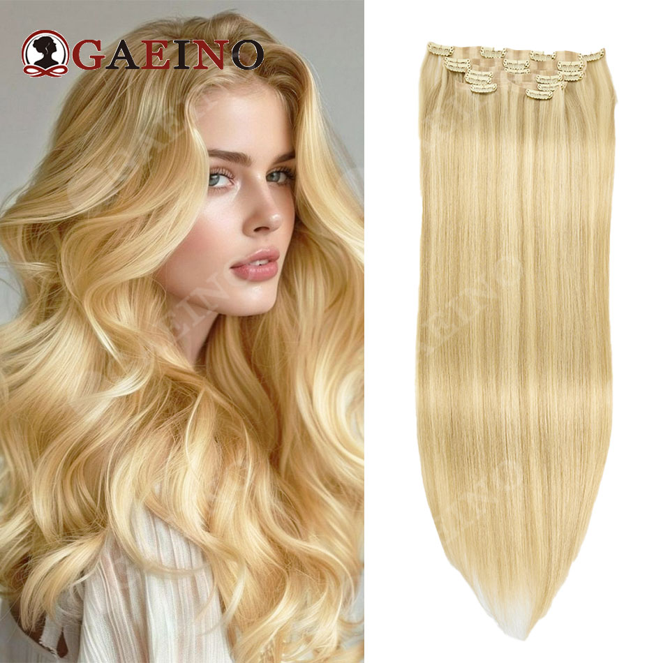 Seamless Clip In Hair Extensions Human Hair - وصلات شعر طبيعي 12A من 7