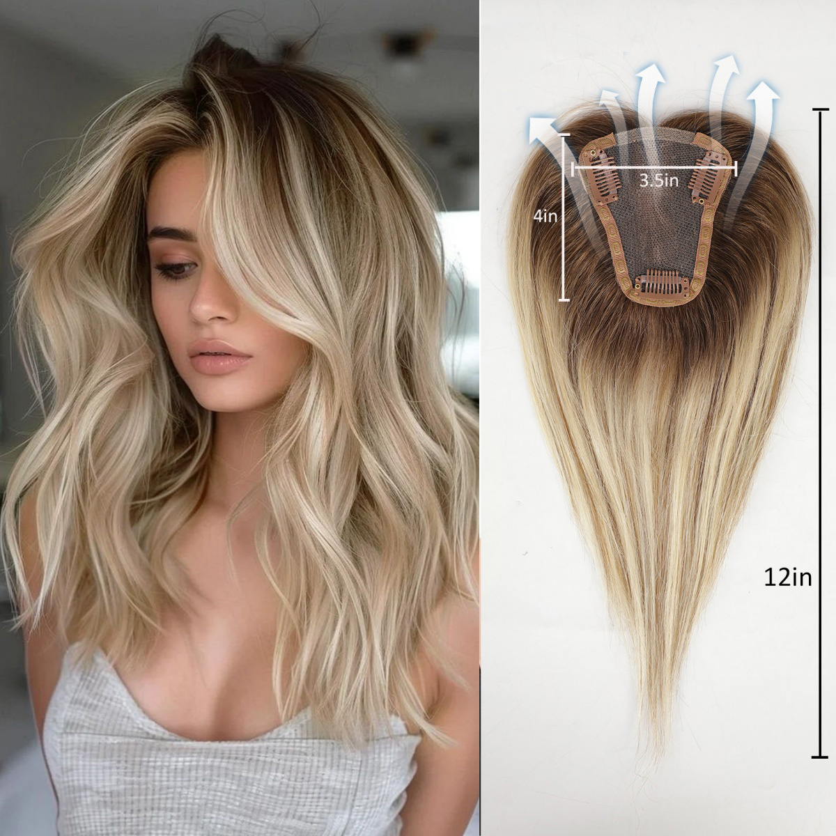 Seamless Clip In Hair Extensions Human Hair - الذهبي براون أومبير 100% ريمي الشعر