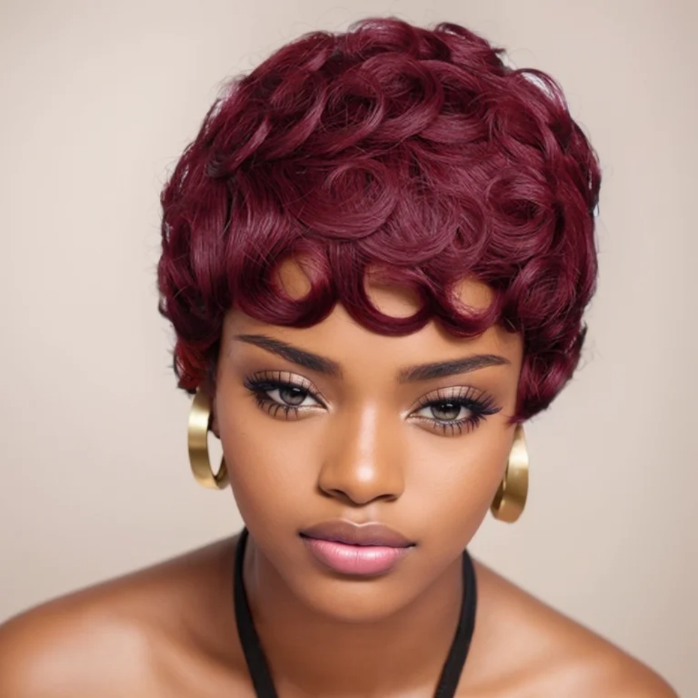 Short Pixie Cut Wig Human Hair Cheap - 99J عابث قطع شعر مستعار شعر