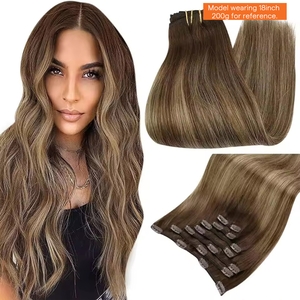 Seamless Clip In Hair Extensions Human Hair - كامل تألق وصلات شعر بشرية كليب