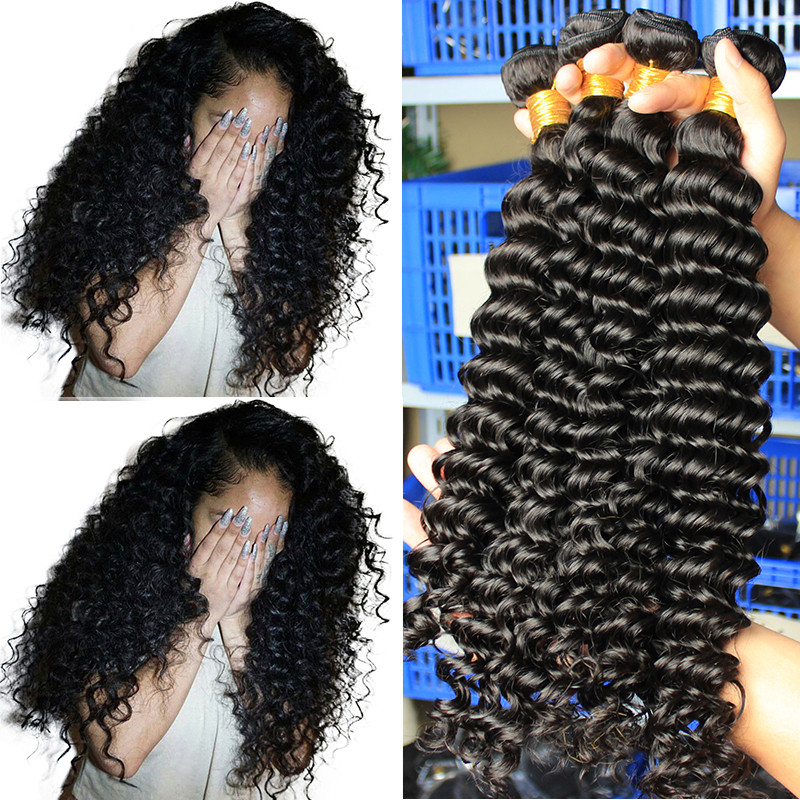 Deep Wave 3 Bundles With Closure - حزم موجة عميقة مع إغلاق نسيج