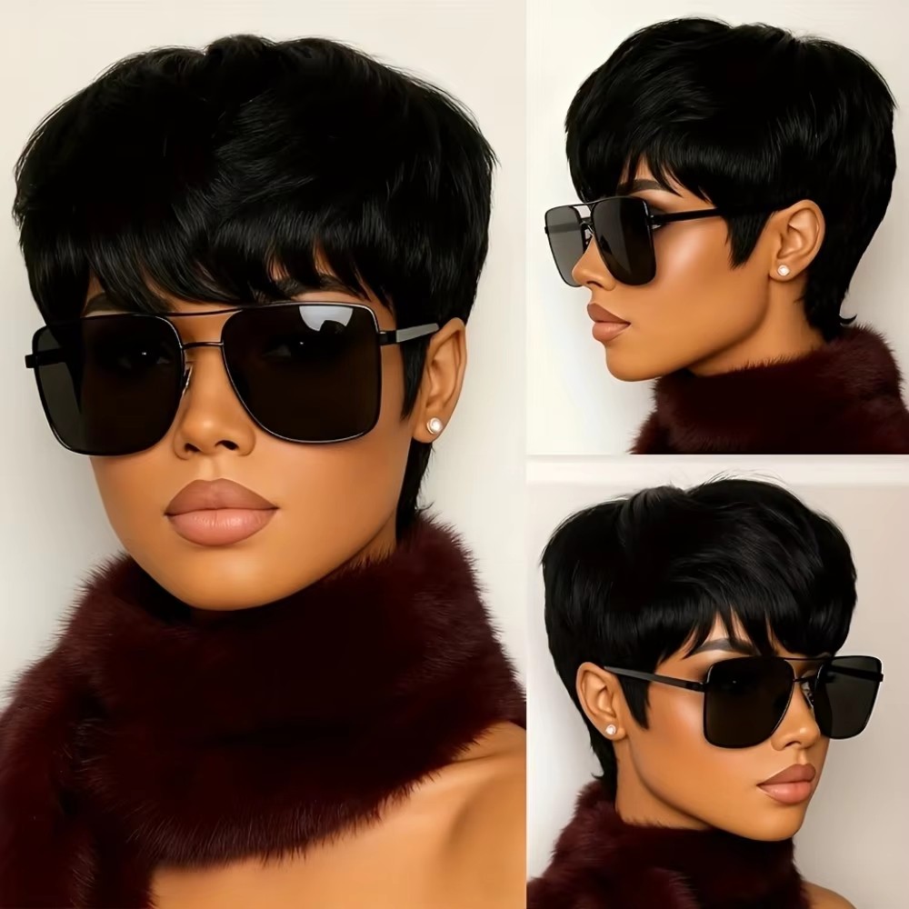 شعر مستعار نسائي قصير بقصة بيك - مراجعة Short Pixie Cut Wig Human Hair Cheap وسعره