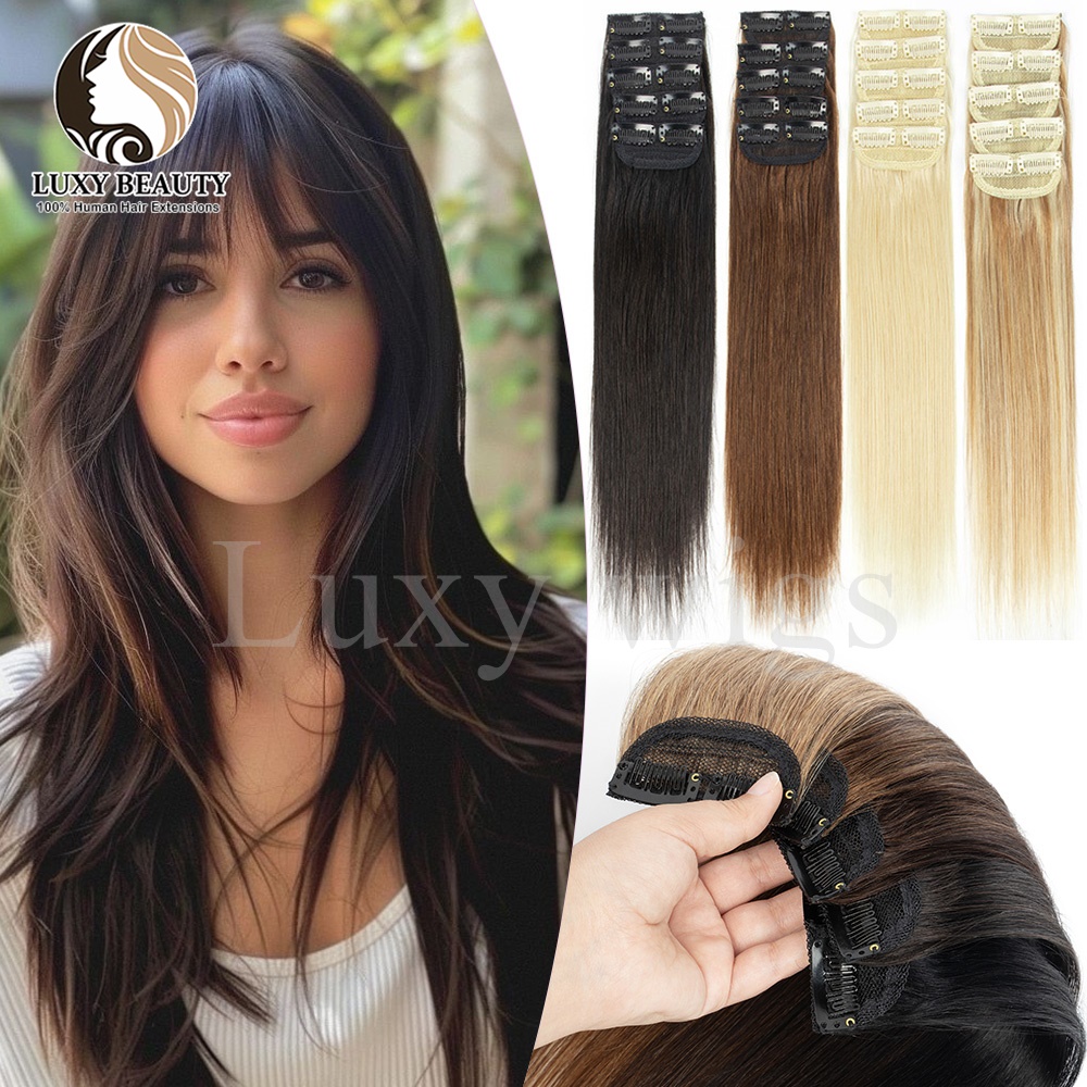 5 قطع مشابك قصيرة في وصلات الش - مراجعة Seamless Clip In Hair Extensions Human Hair وسعره