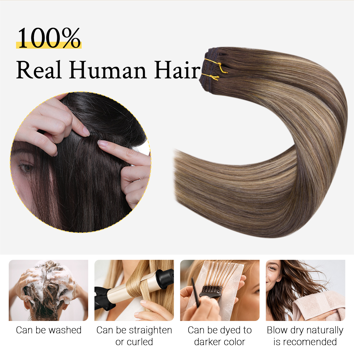 وصلات شعر بشري من سونموفافو بن - مراجعة Seamless Clip In Hair Extensions Human Hair وسعره