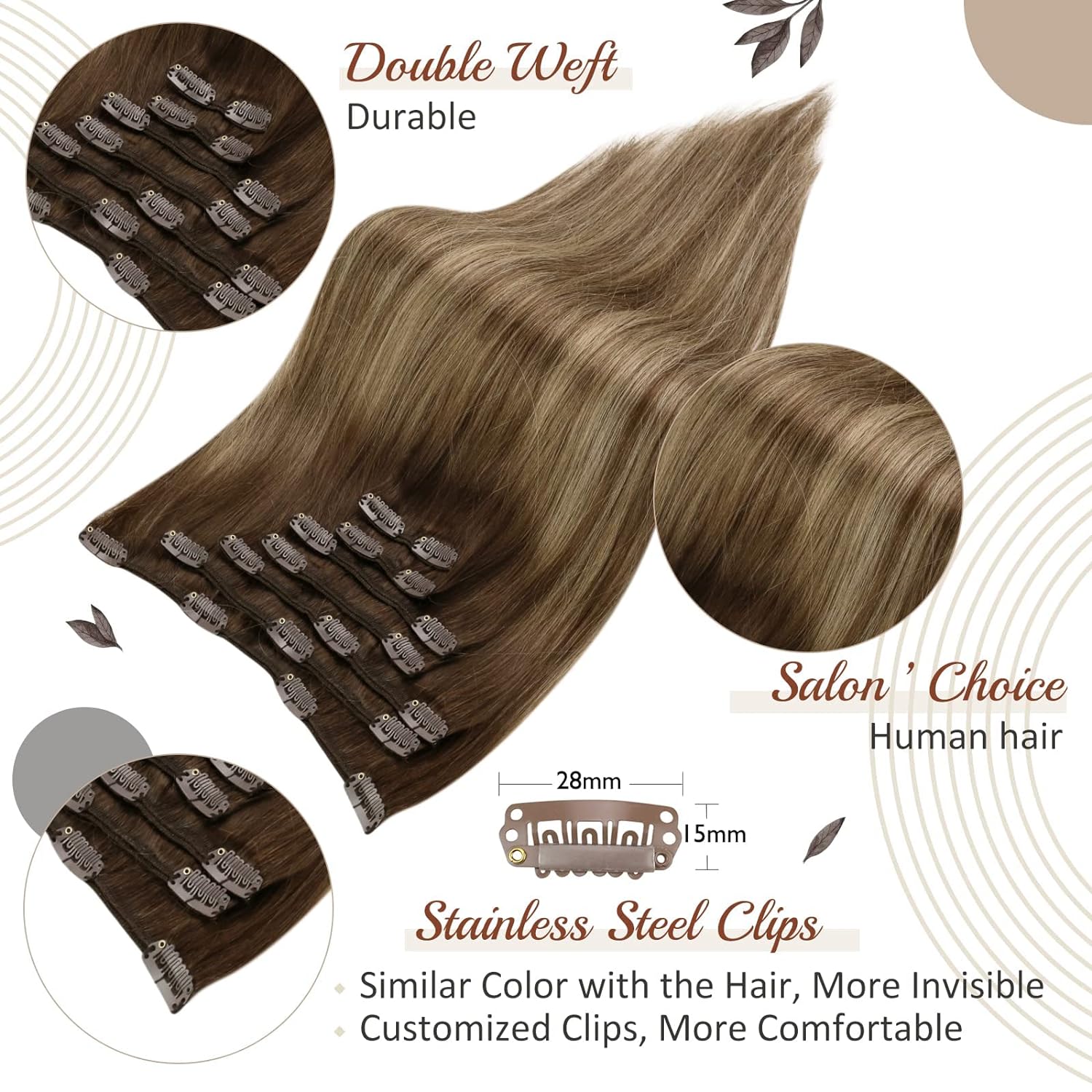 كامل تألق وصلات شعر بشرية كليب - مراجعة Seamless Clip In Hair Extensions Human Hair وسعره