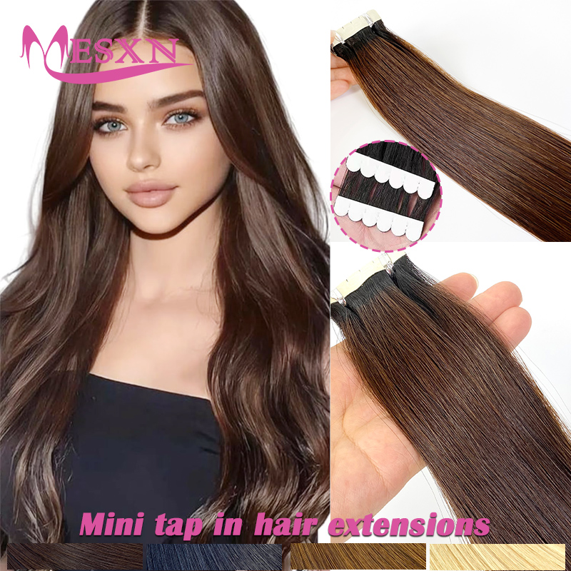 وصلات شعر بشري صغيرة الحجم بتق - مراجعة Invisible Tape In Extensions Real Hair وسعره