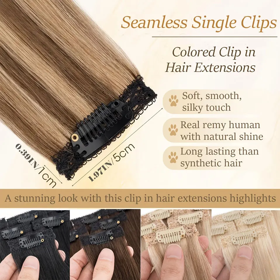 وصلات شعر بمشابك غير مرئية، مس - مراجعة Seamless Clip In Hair Extensions Human Hair وسعره