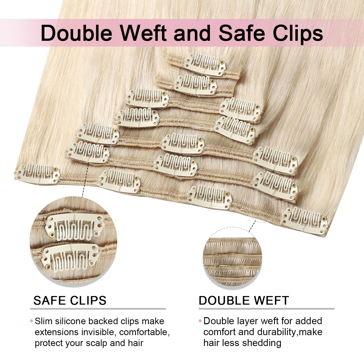 وصلات شعر طبيعية قابلة للتركيب - مراجعة Seamless Clip In Hair Extensions Human Hair وسعره