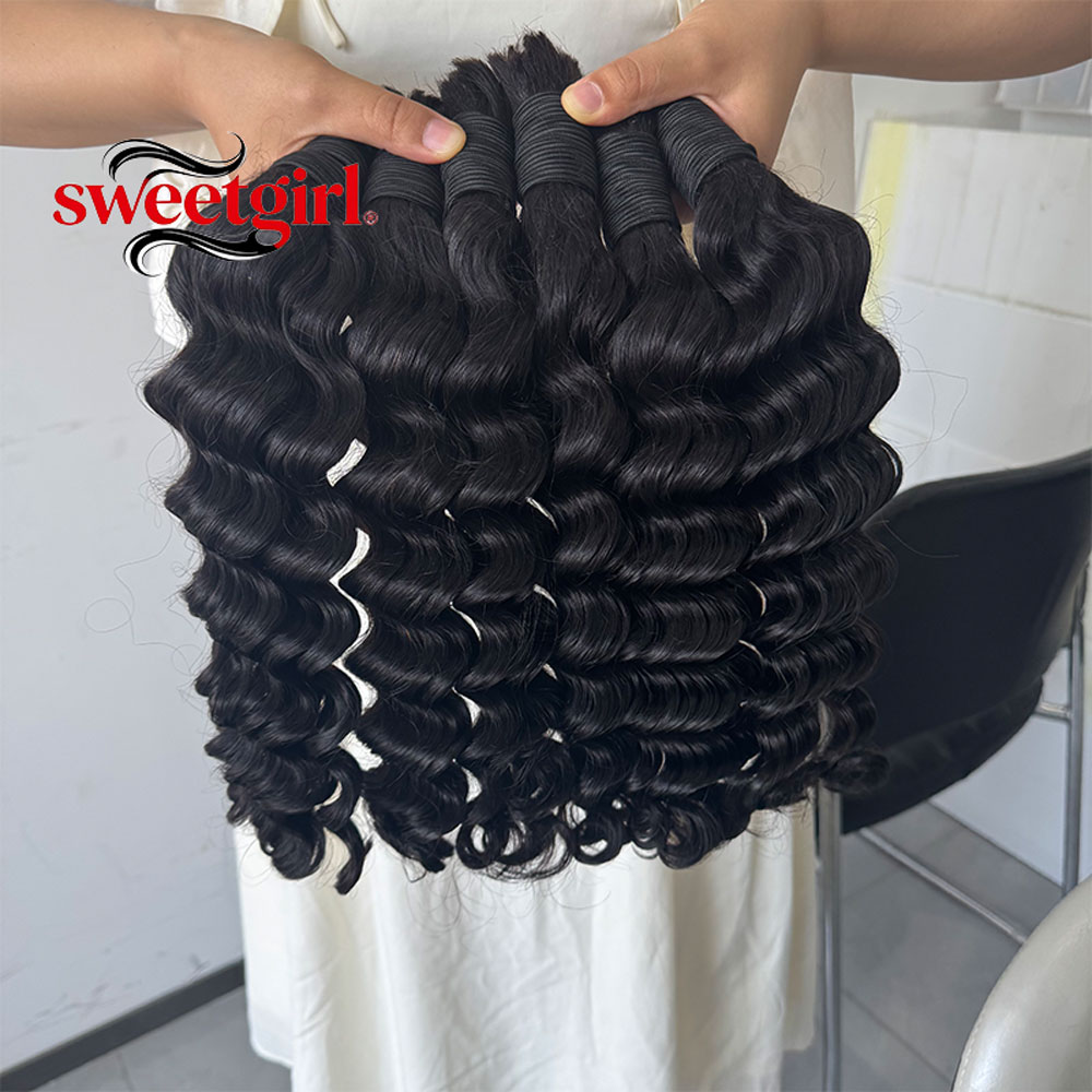 خصلات شعر بشري مموج غير معالج، - مراجعة Water Wave Bulk Human Hair For Braiding وسعره
