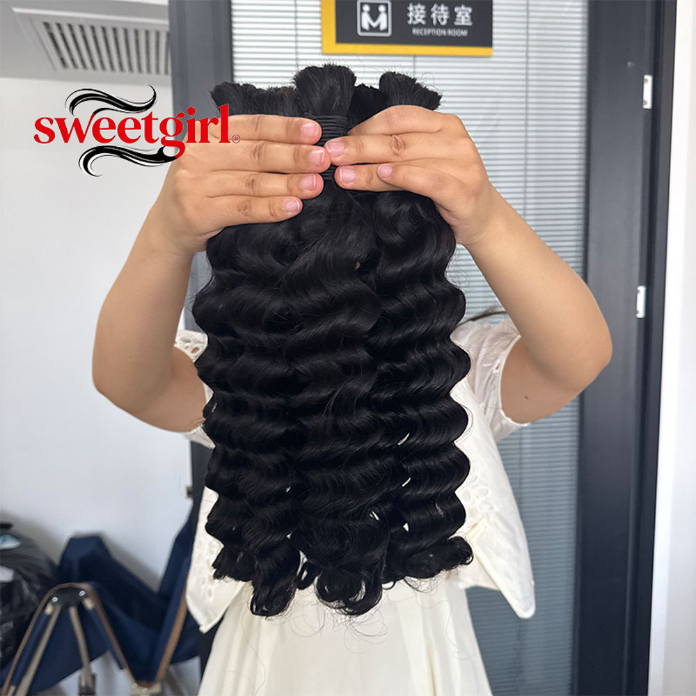 خصلات شعر بشري مموج غير معالج، - مراجعة Water Wave Bulk Human Hair For Braiding وسعره